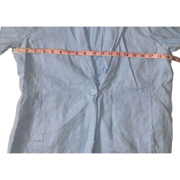 Eileen Fisher Blazer 100% Linen Blue Size Medium - Picture 4 of 7